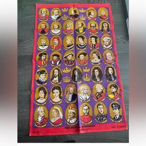 Tea Towel Royalty Vintage Irish Linen King Queen British Historic Wall Hanging